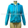 Women's jogger jackets, T/C velour, applique with lurex embroidery, color hotfix, welcome OEM servic